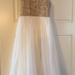 Speechless Gold and Cream Formal Kids Dress